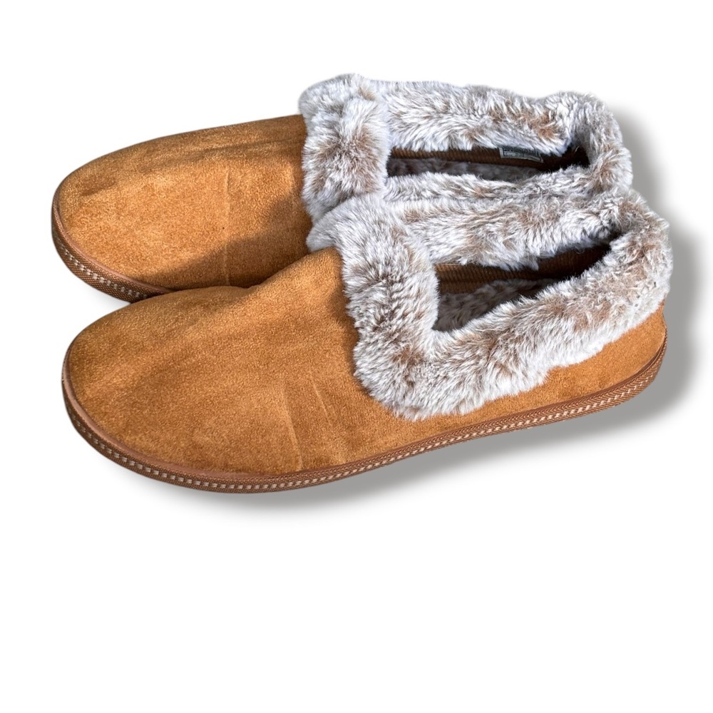 Skechers Cozy Campfire Chestnut Faux Fur Memory Foam Slippers Women 8 Rustic